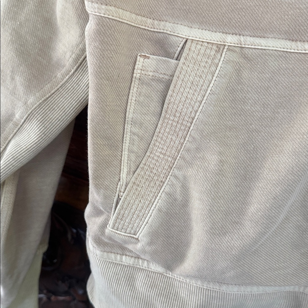 Athleta jacket soft Tan Farallon Bomber Jacket small Performance Pockets Zip - Picture 7 of 7